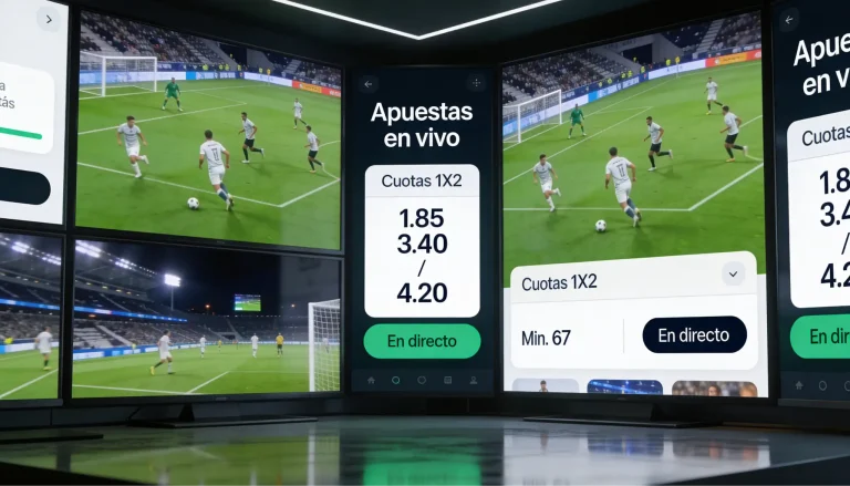 Estadio de fútbol iluminado durante partido nocturno