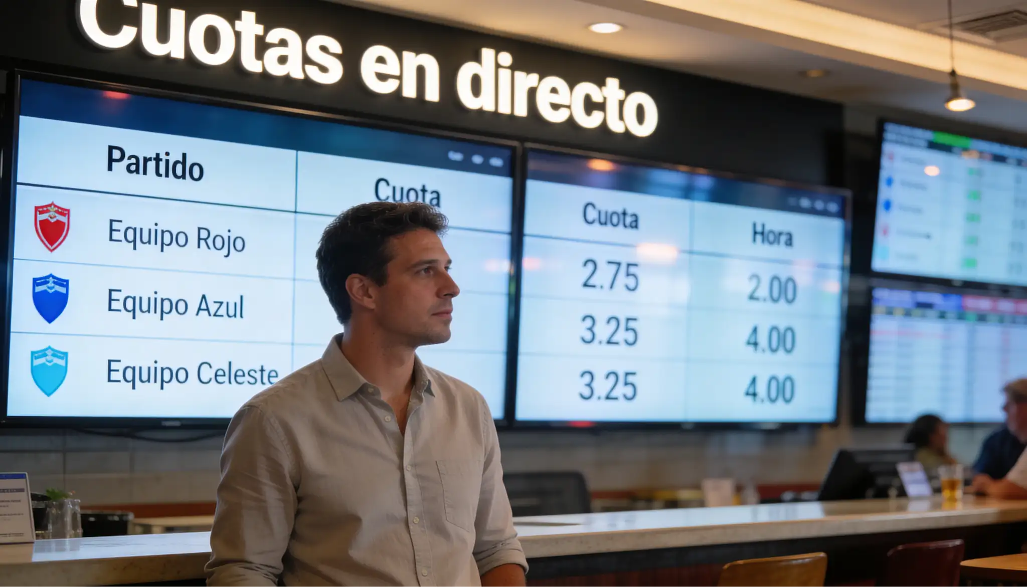 Panel digital con cuotas de apuestas para equipos de la Premier League