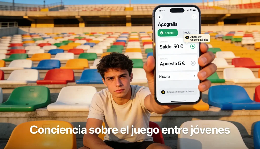 Grada de estadio de fútbol con asientos vacíos de colores